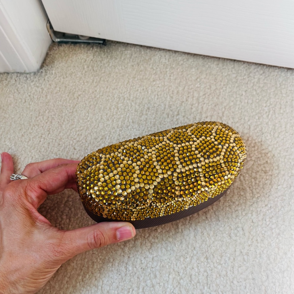Crystal covered animal print sunglass eyeglass case
